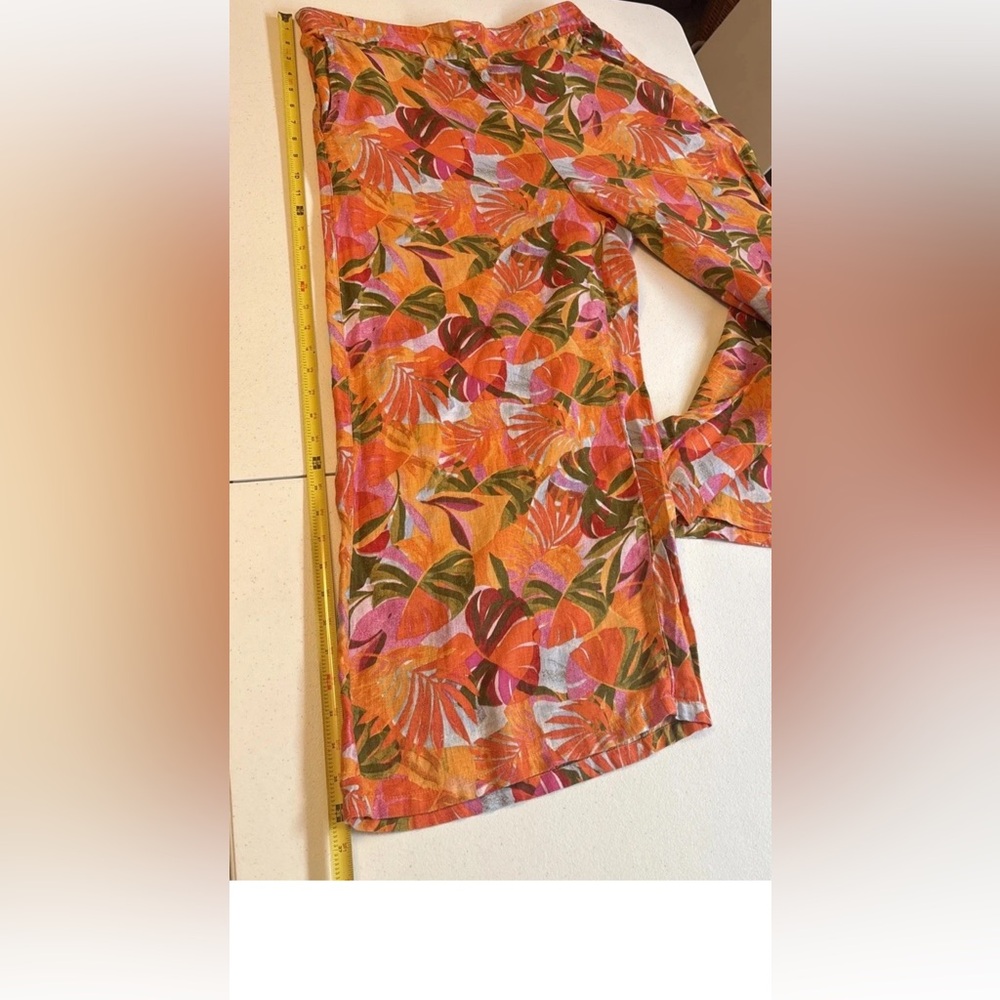 C&C California Women’s 100% Linen Colorful  Wide Leg Tropical Pants Size Large - Picture 10 of 15